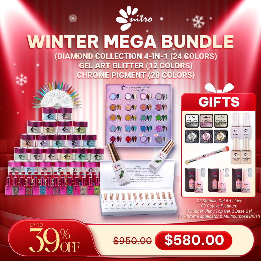 Winter Mega Bundle (Diamond Collection 4-in-1 (24 colors) + Gel Art Glitter 12 colors + Chrome Pigment 20 colors