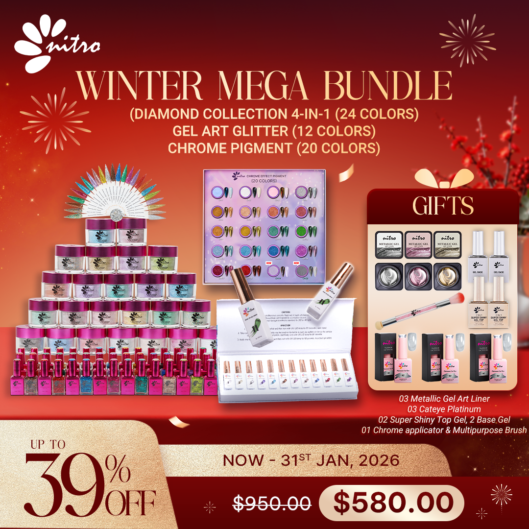 Winter Mega Bundle (Diamond Collection 4-in-1 (24 colors) + Gel Art Glitter 12 colors + Chrome Pigment 20 colors