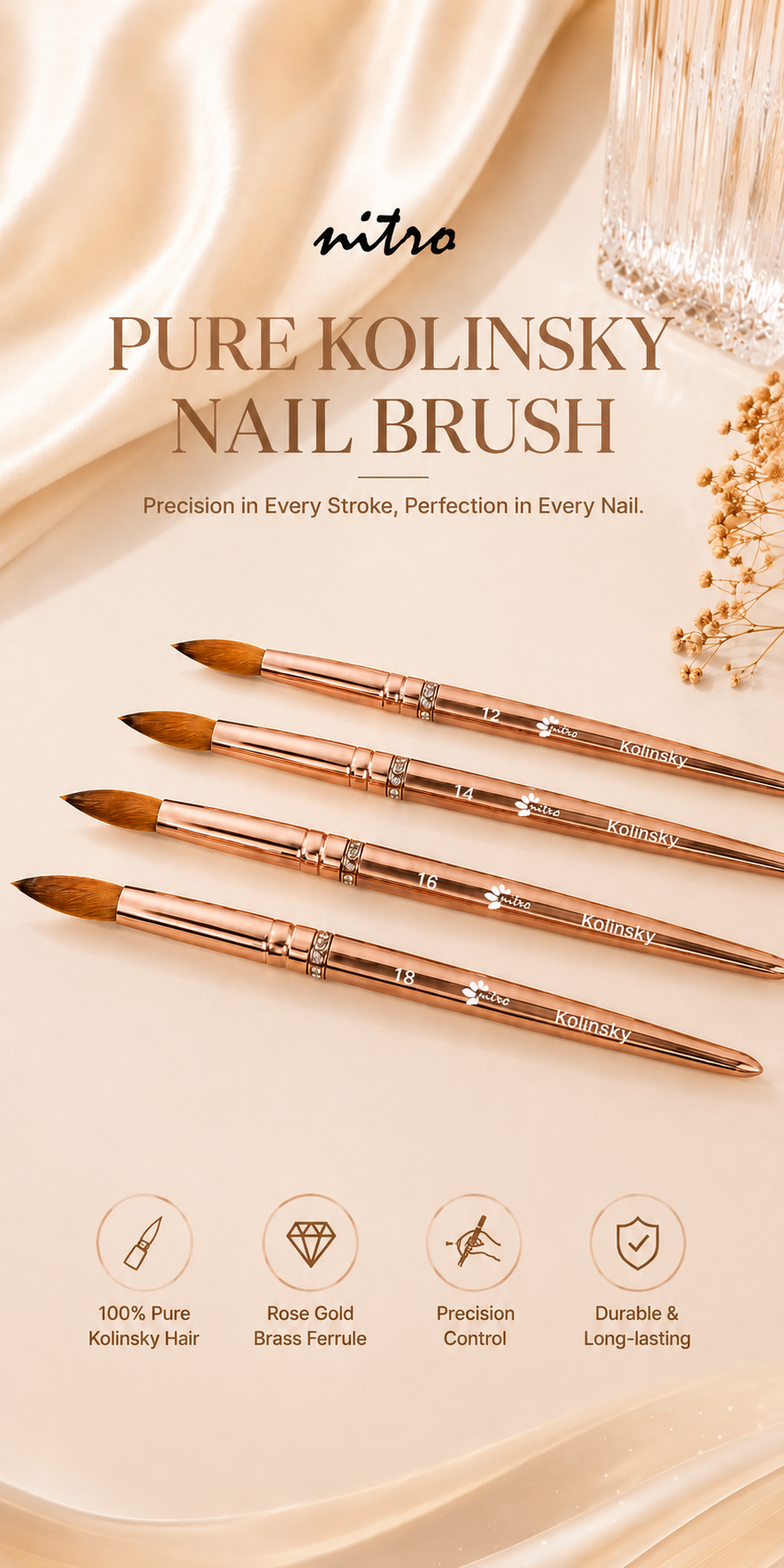 Kolinsky Acrylic Brush - Pinched - Size 12 - Gold mobile enhanced brand content image 1