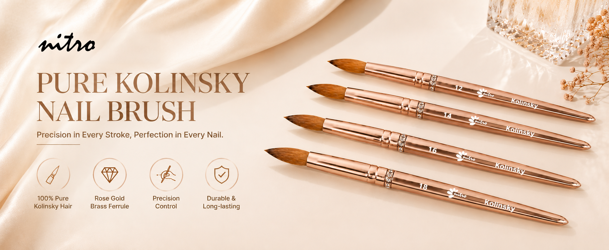 Kolinsky Acrylic Brush - Pinched - Size 12 - Gold enhanced brand content image 1