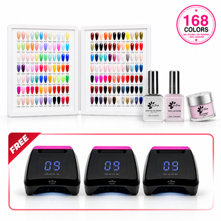 EM Collection 3-in-1 Dip Powder, Gel Polish & Lacquer System (168 colors) FREE 2 Color Swatch Books + 3 Luxcore Curing Lamp