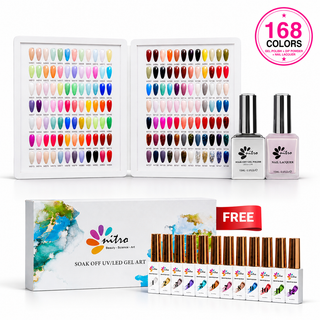 EM Collection – Gel & Lacquer Duos (168 Colors) – FREE Gel Art Glitter Set (12 Colors)