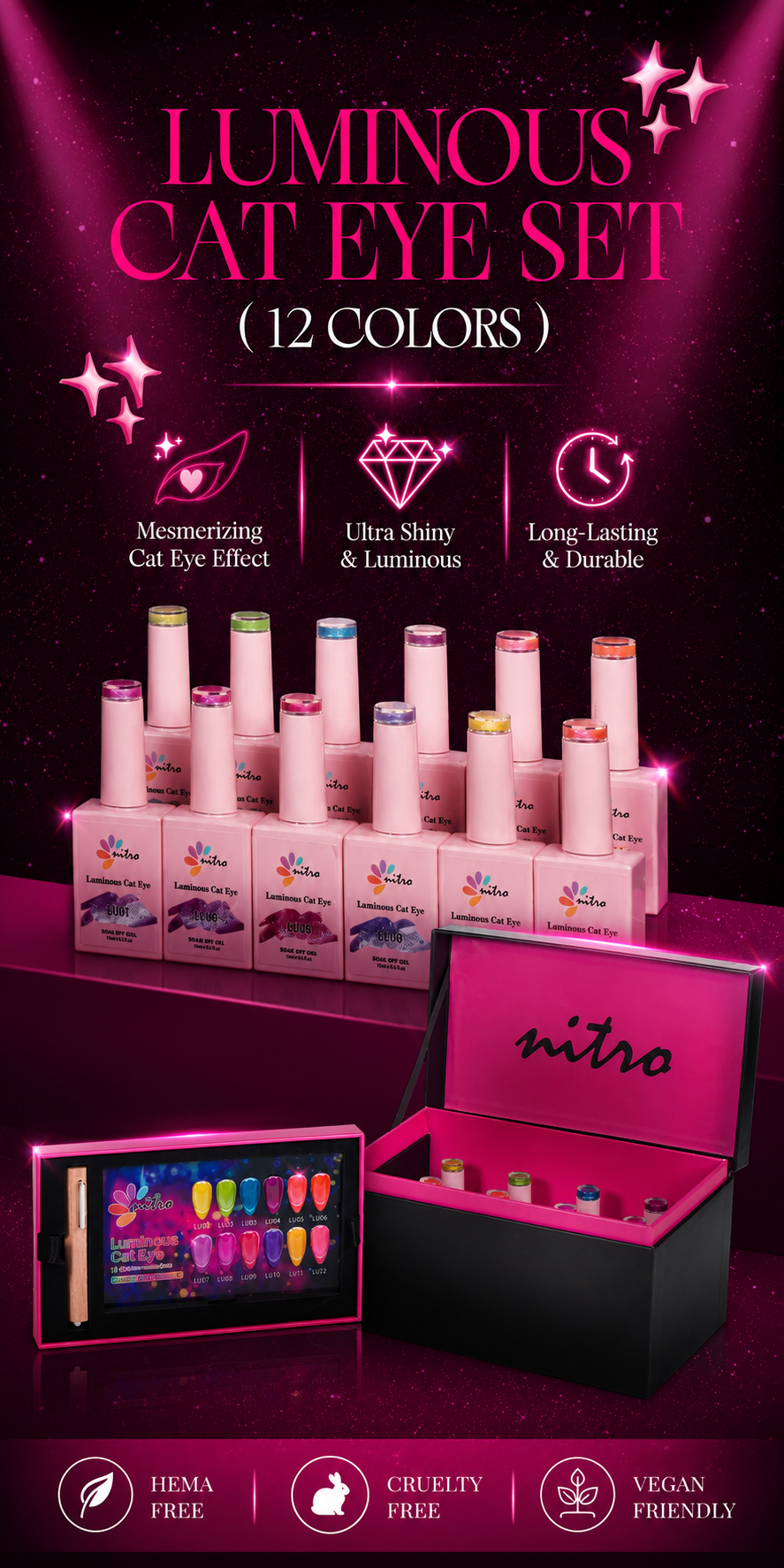 Nitro Luminous Cat Eye Gel – Magnetic Glow in the Dark Gel Polish mobile enhanced brand content image 1