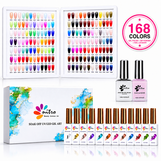 EM Collection – Gel & Lacquer Duos (168 Colors) – FREE Gel Art Glitter Set (12 Colors)