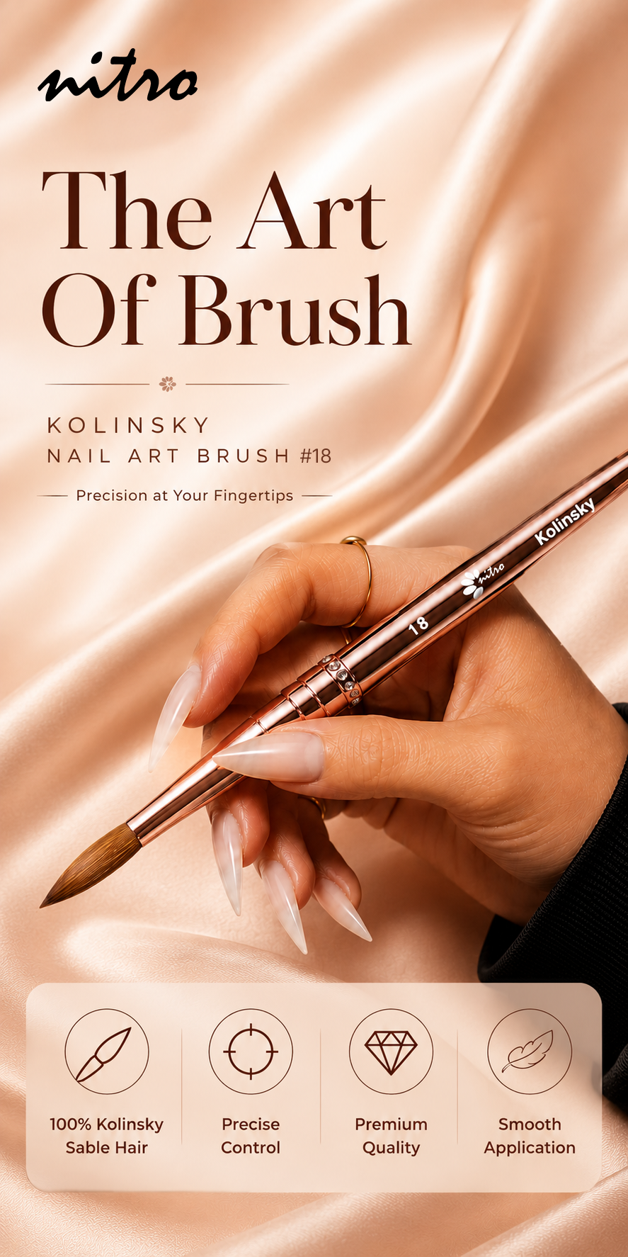 Kolinsky Acrylic Brush - Pinched - Size 18 - Gold mobile enhanced brand content image 2
