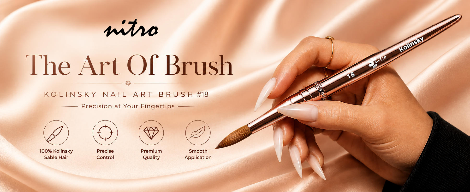 Kolinsky Acrylic Brush - Pinched - Size 18 - Gold enhanced brand content image 2