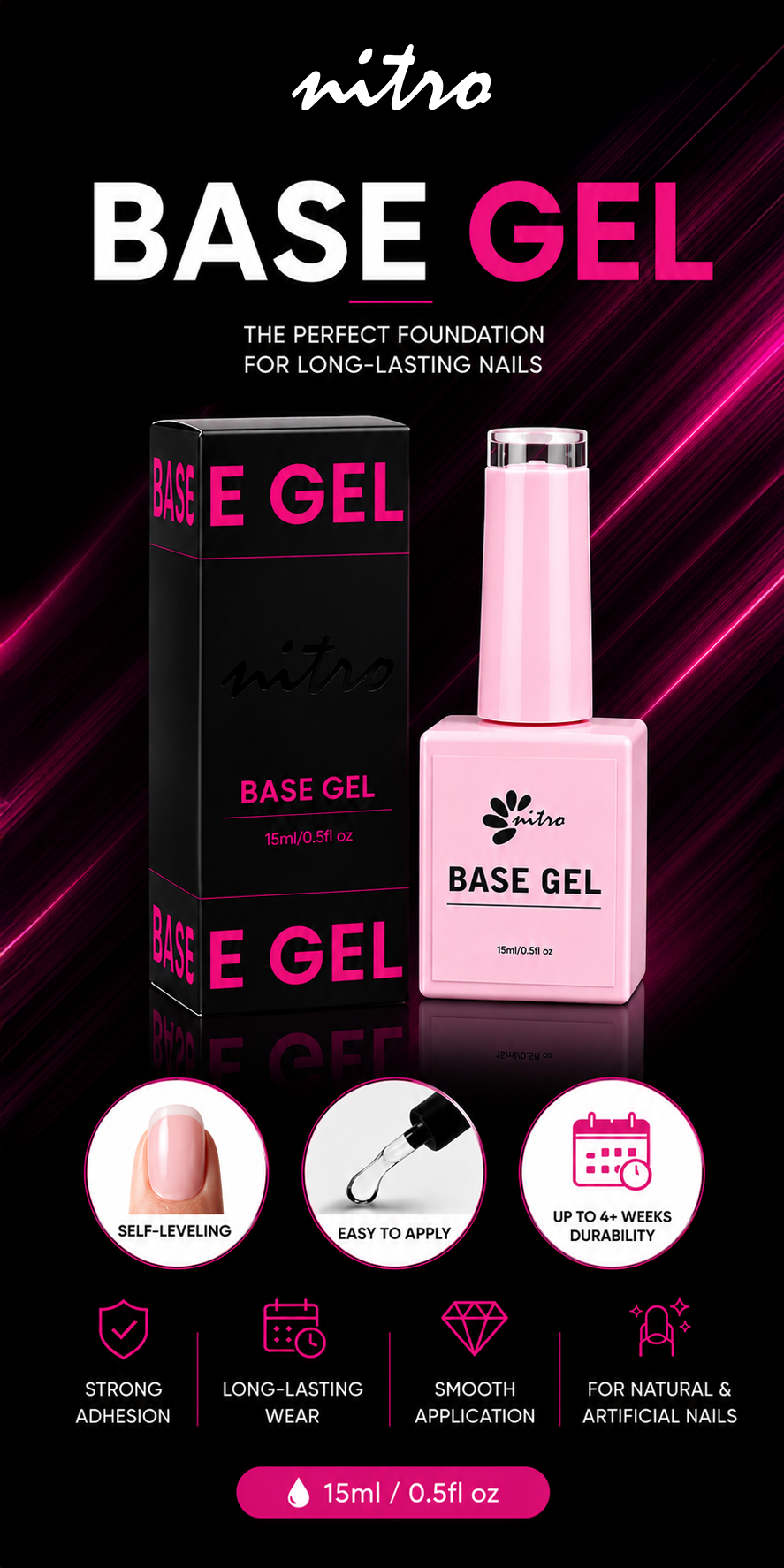 Nitro Base Gel 15ml (Pink Bottle) mobile enhanced brand content image 1