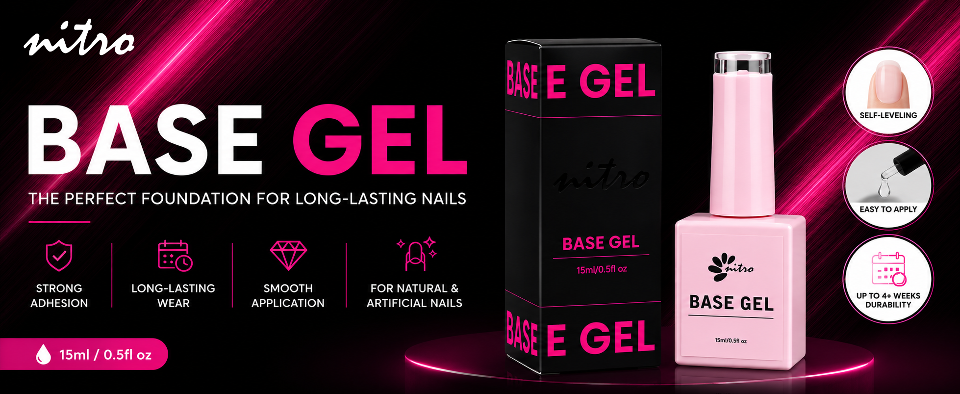 Nitro Base Gel 15ml (Pink Bottle) enhanced brand content image 1