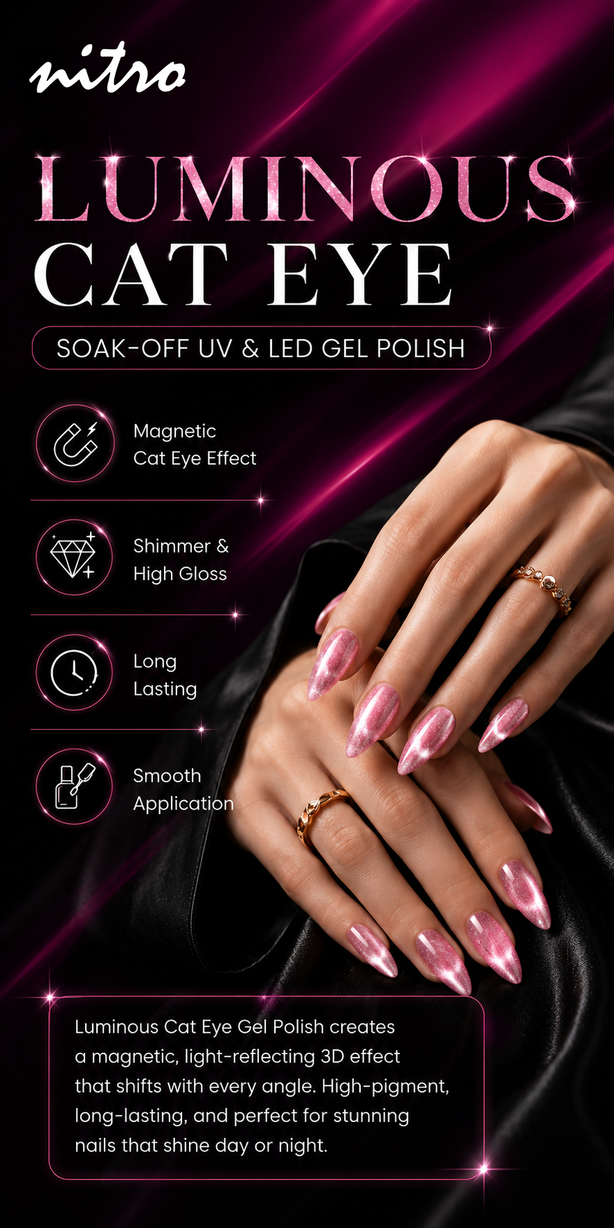Nitro Luminous Cat Eye Gel – Magnetic Glow in the Dark Gel Polish mobile enhanced brand content image 2