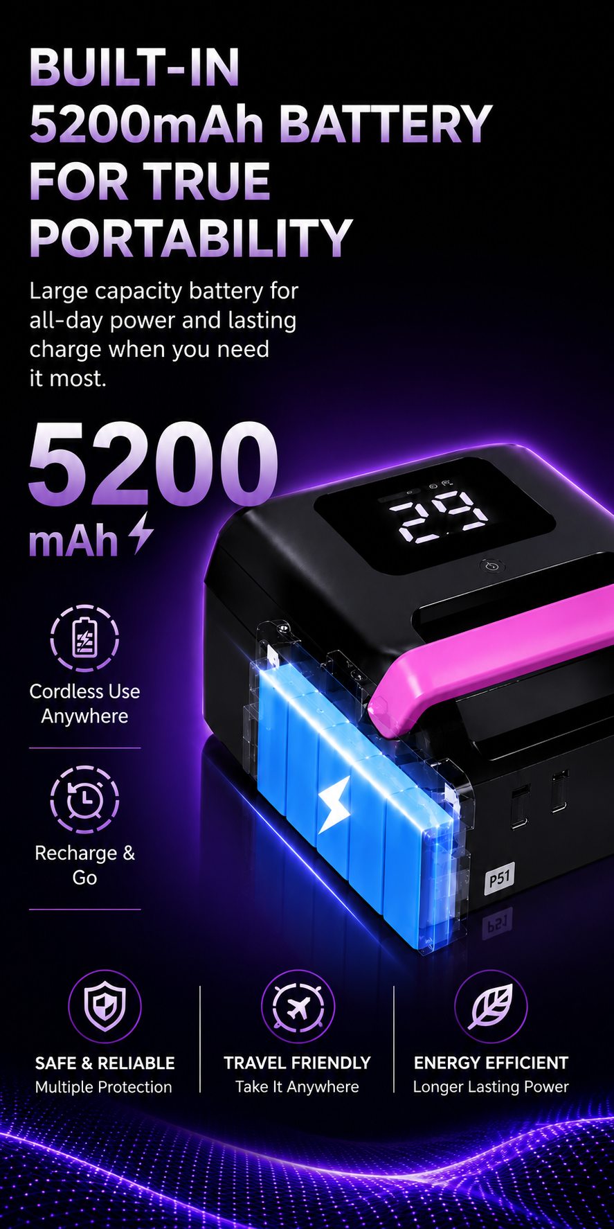 Luxcore 72W Cordless UV/LED Nail Lamp – Professional Rechargeable Nail Curing Lamp mobile enhanced brand content image 3