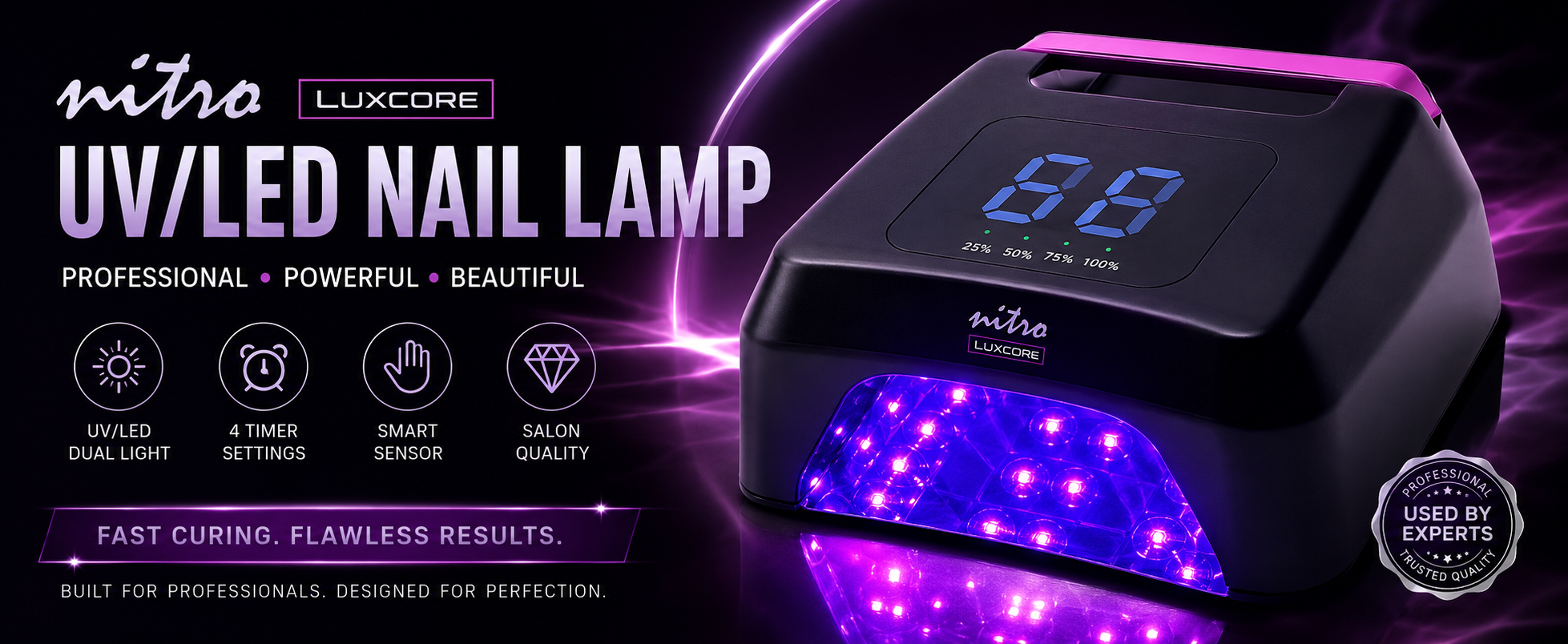 Luxcore 72W Cordless UV/LED Nail Lamp – Professional Rechargeable Nail Curing Lamp enhanced brand content image 1
