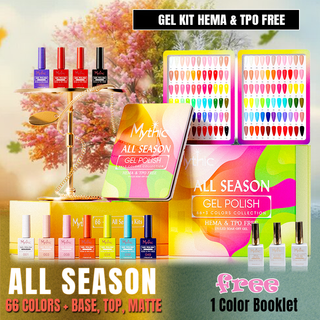 Mythic All Season Gel Collection Set – 66 colors + Base, Top, Matte Top