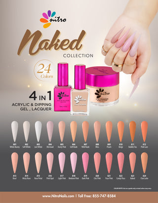 Naked Collection 4-in-1 Acrylic/Dipping Powder, Gel, & Lacquer (24 Colors) * FREE GIFTS *