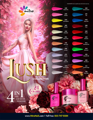 Lush Collection 4-in-1 Acrylic/Dipping Powder, Gel, & Lacquer (24 Colors) * FREE GIFTS *