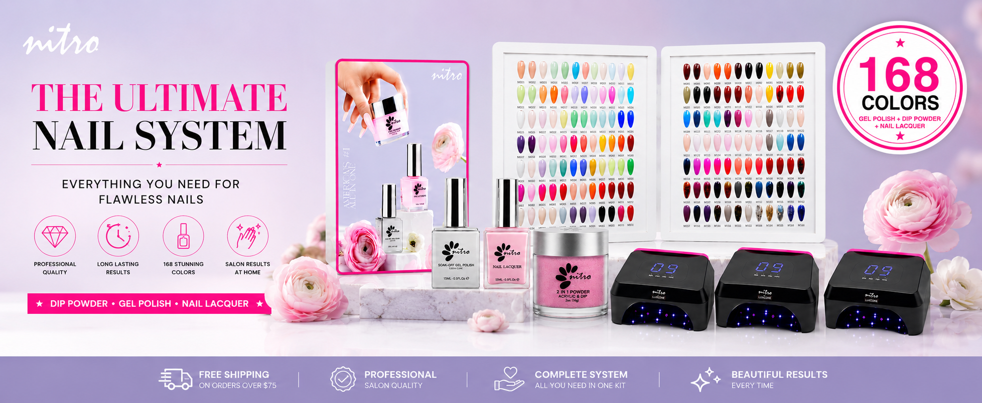 EM Collection 3-in-1 Dip Powder, Gel Polish & Lacquer System (168 colors) FREE 2 Color Swatch Books + 3 Luxcore Curing Lamp enhanced brand content image 2