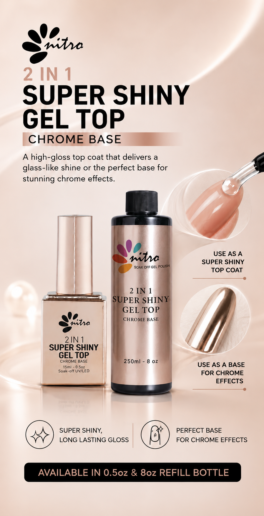 Super Shiny Non-Cleanse Gel Top - Refill 8 oz mobile enhanced brand content image 1