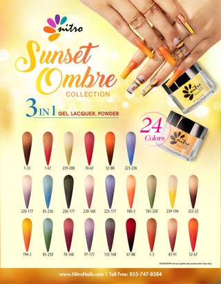 Sunset Ombre Fall Collection 3-in-1 Powder, Gel, & Lacquer (24 Colors) *Free Gift*